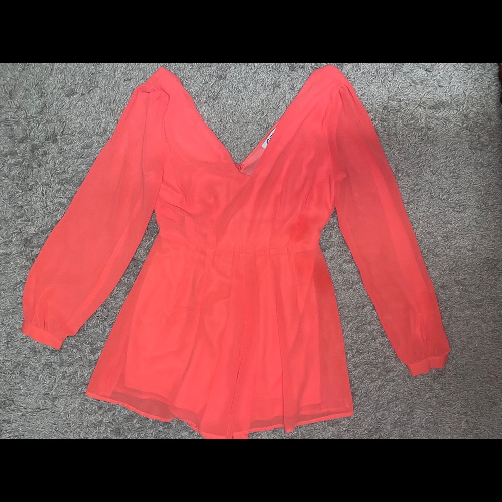 ❌SOLD❌ Coral long sleeve romper